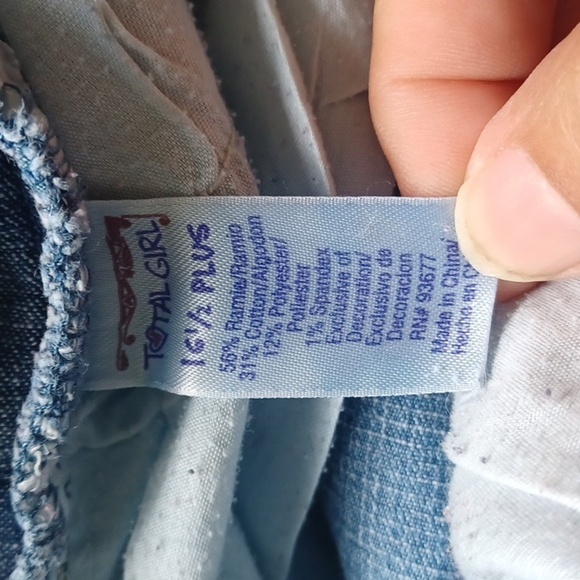 Total Girl Embrodiered Jeans, Butterflues & Hearts, Adjustable Waist, Sz 16.5 - Picture 6 of 7